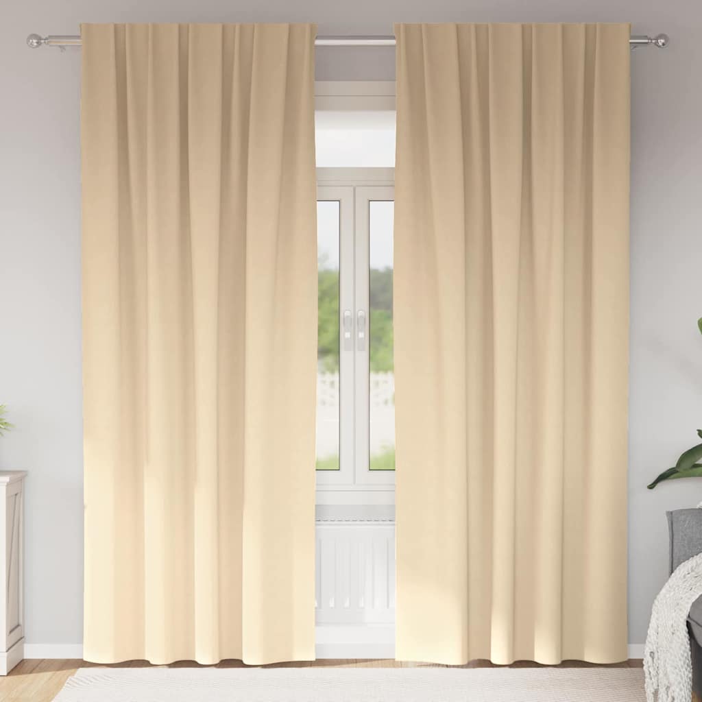 Mörkläggningsgardiner med Ringar 2 st Gräddvit 260 x 140 cm