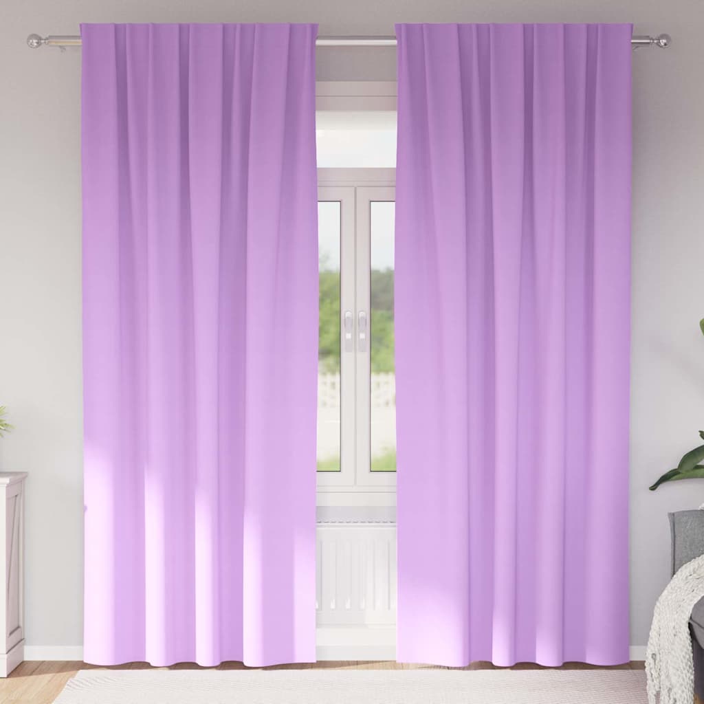 Mörkläggningsgardiner med Ringar 2 st Lila 245 x 140 cm