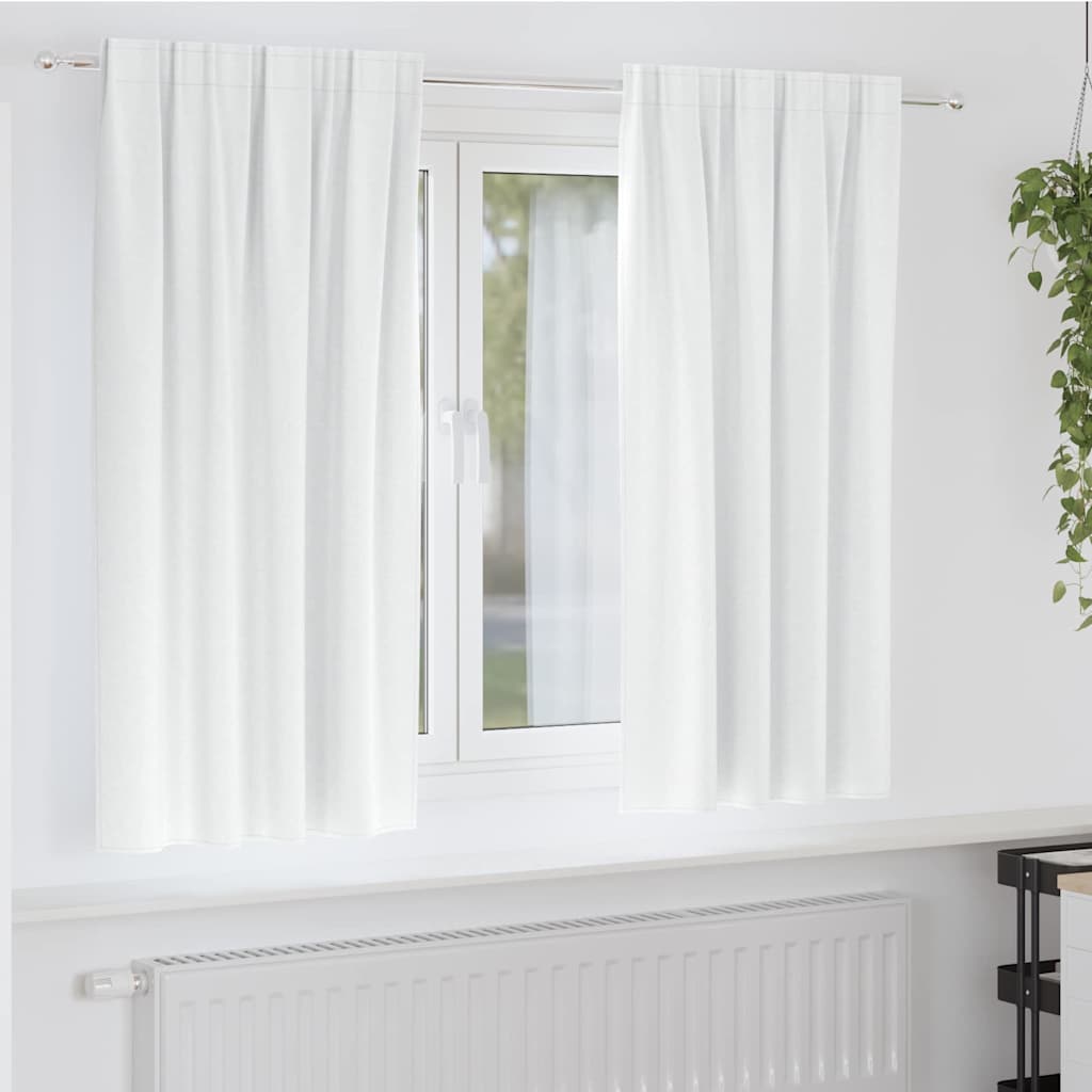 Mörkläggningsgardiner med Ringar 2 st Ljus vit 175 x 140 cm