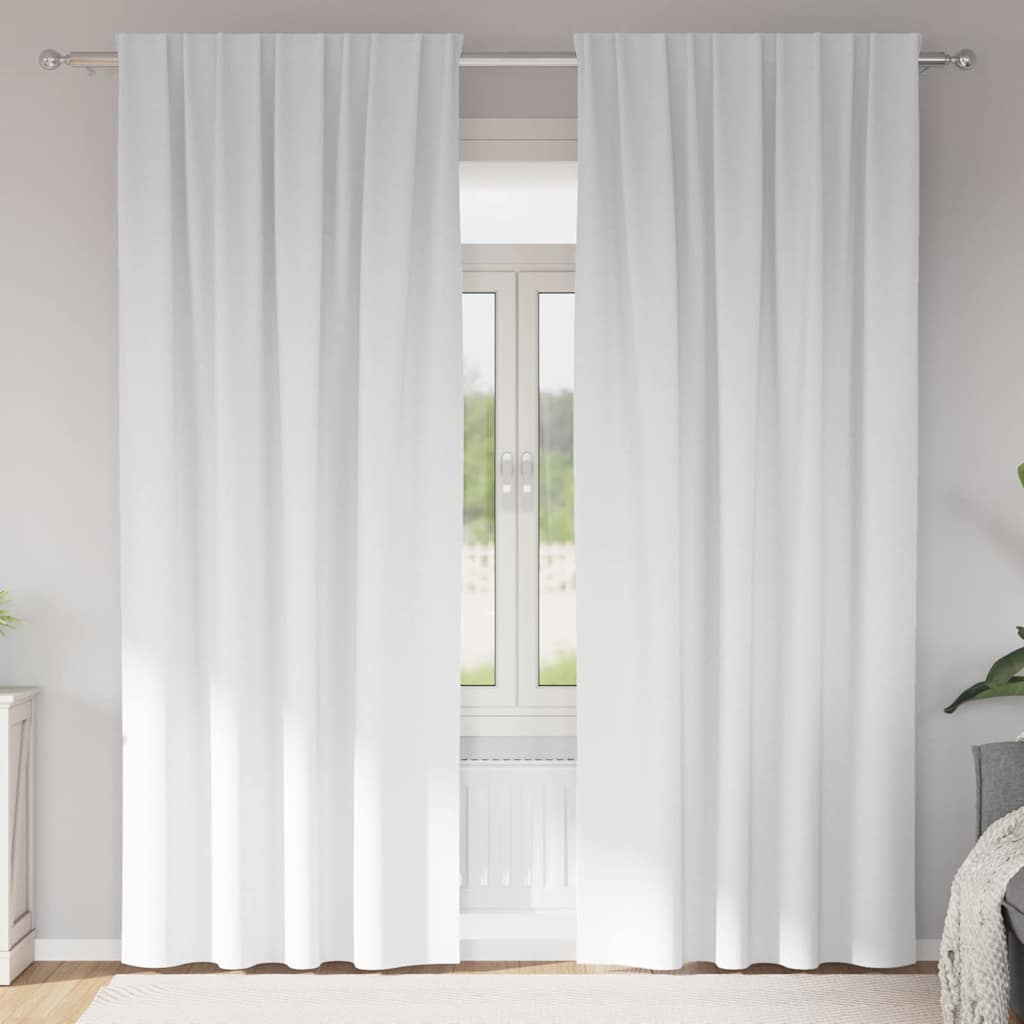 Mörkläggningsgardiner med Ringar 2 st Ren Vit 225 x 140 cm