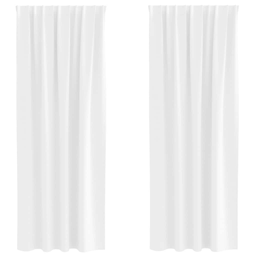 Mörkläggningsgardiner med Ringar 2 st Ren Vit 225 x 140 cm
