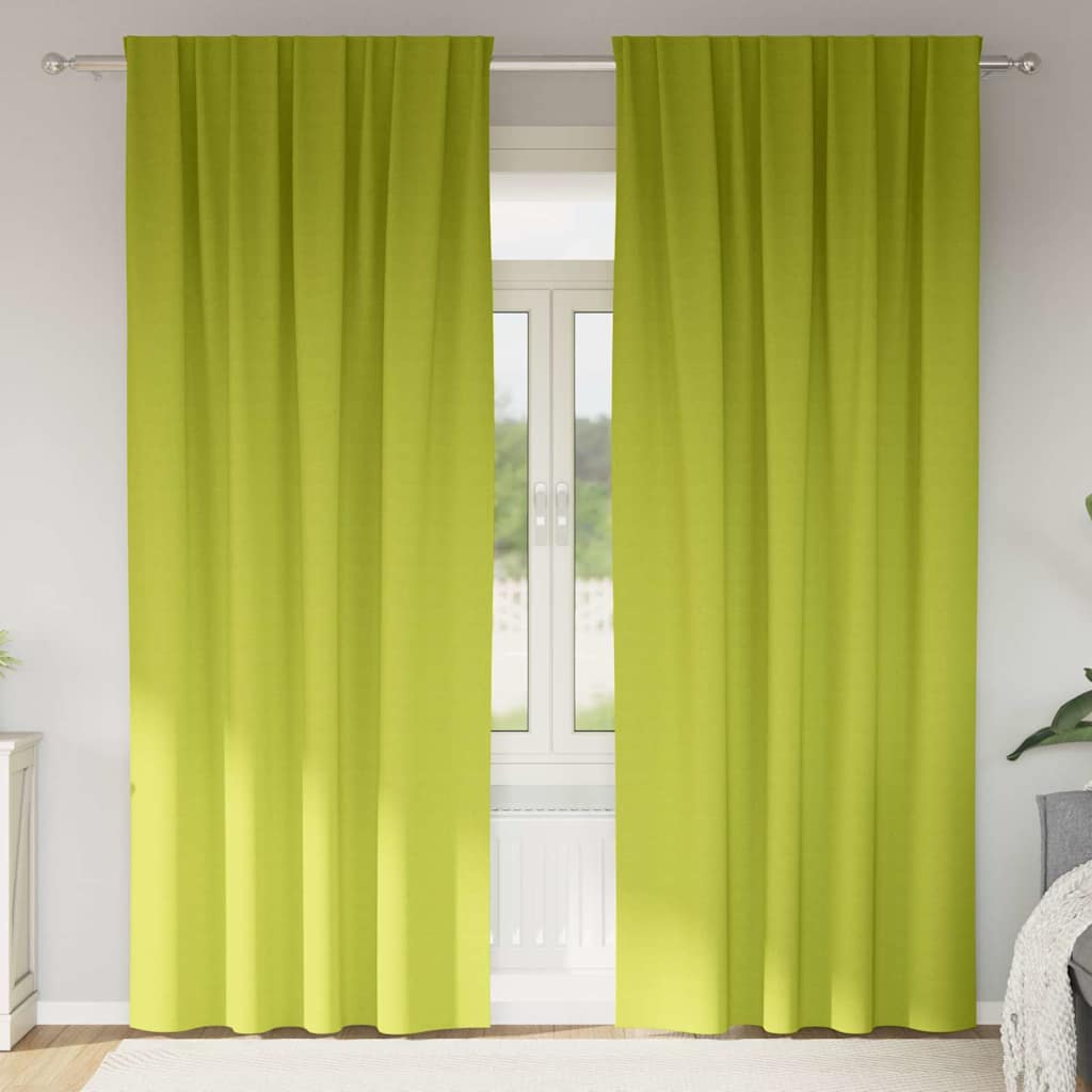 Mörkläggningsgardiner med Ringar 2 st Grön 225 x 140 cm