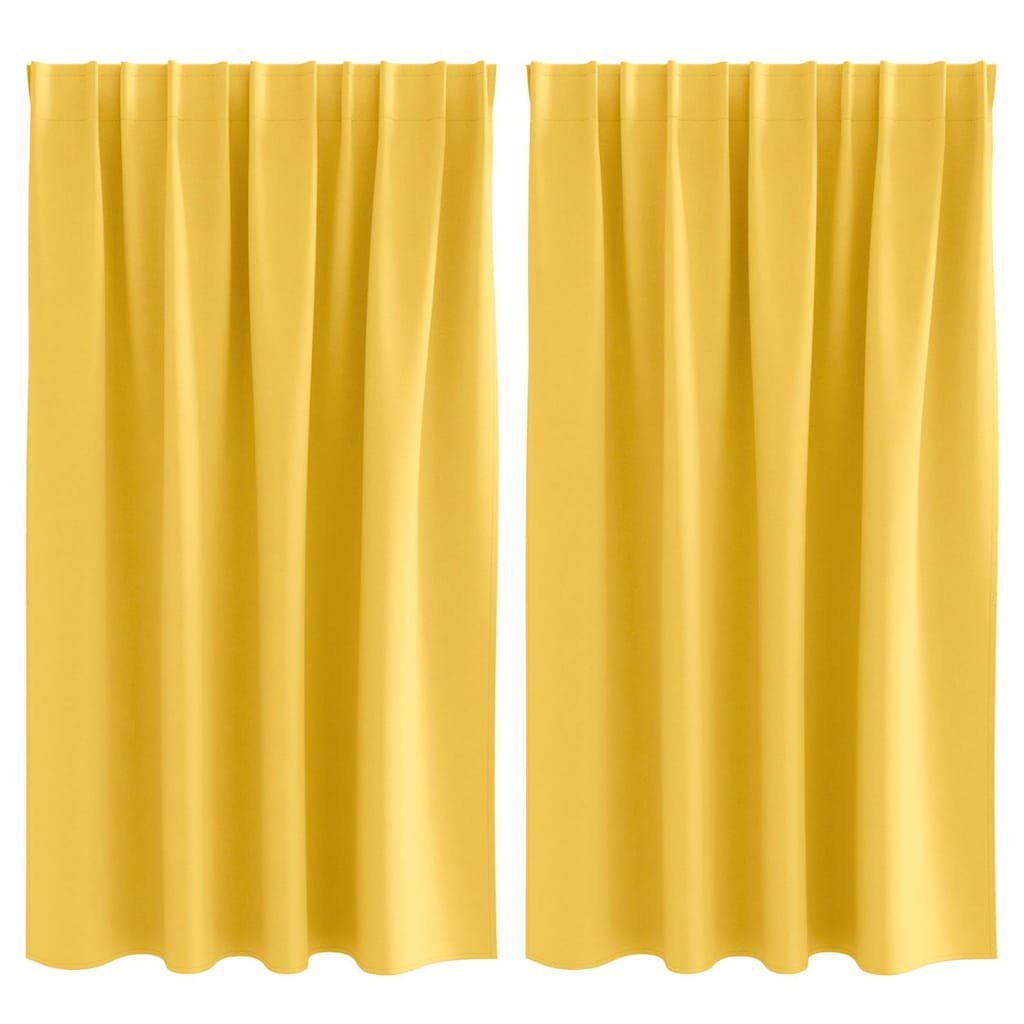 Mörkläggningsgardiner med Ringar 2 st Senapsgul 140 x 140 cm