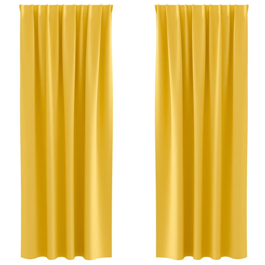 Mörkläggningsgardiner med Ringar 2 st Senapsgul 260 x 140 cm
