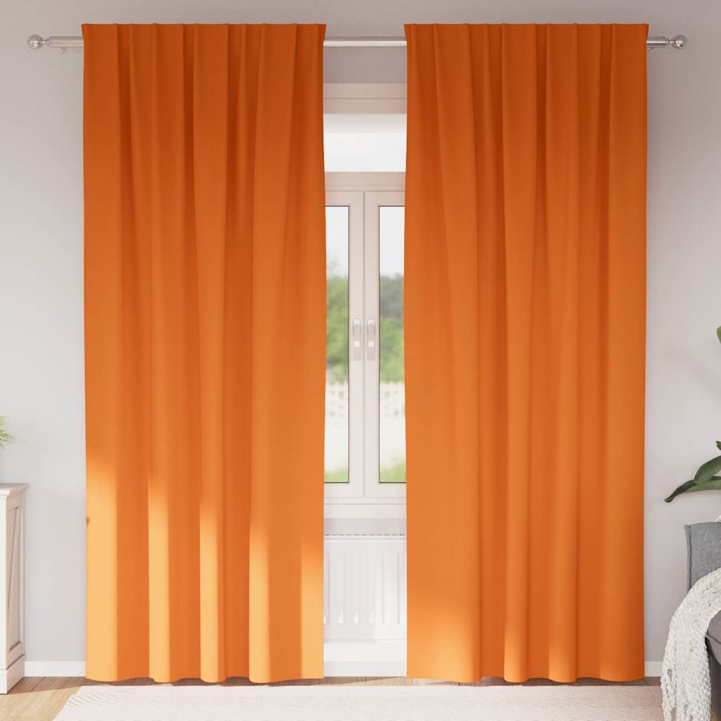Mörkläggningsgardiner med Ringar 2 st Klart Orange 260 x 140 cm
