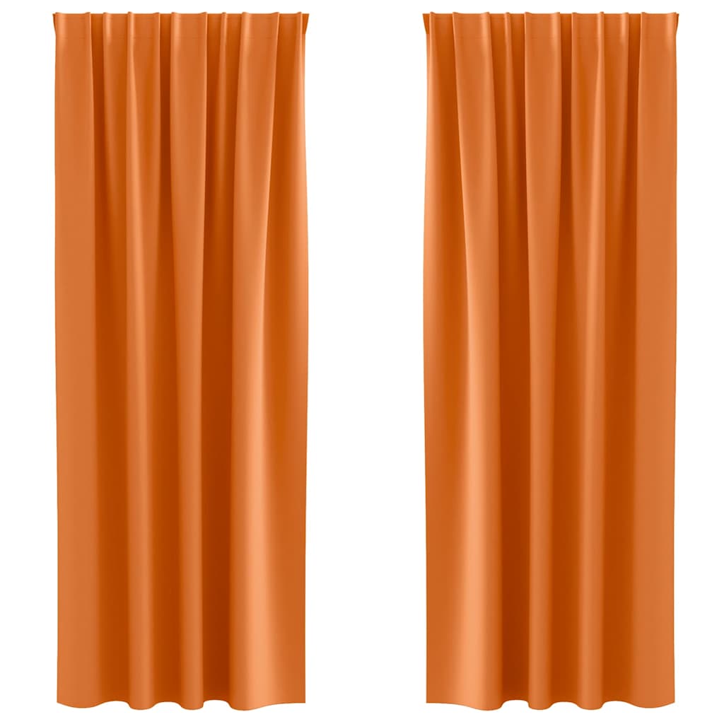 Mörkläggningsgardiner med Ringar 2 st Klart Orange 260 x 140 cm
