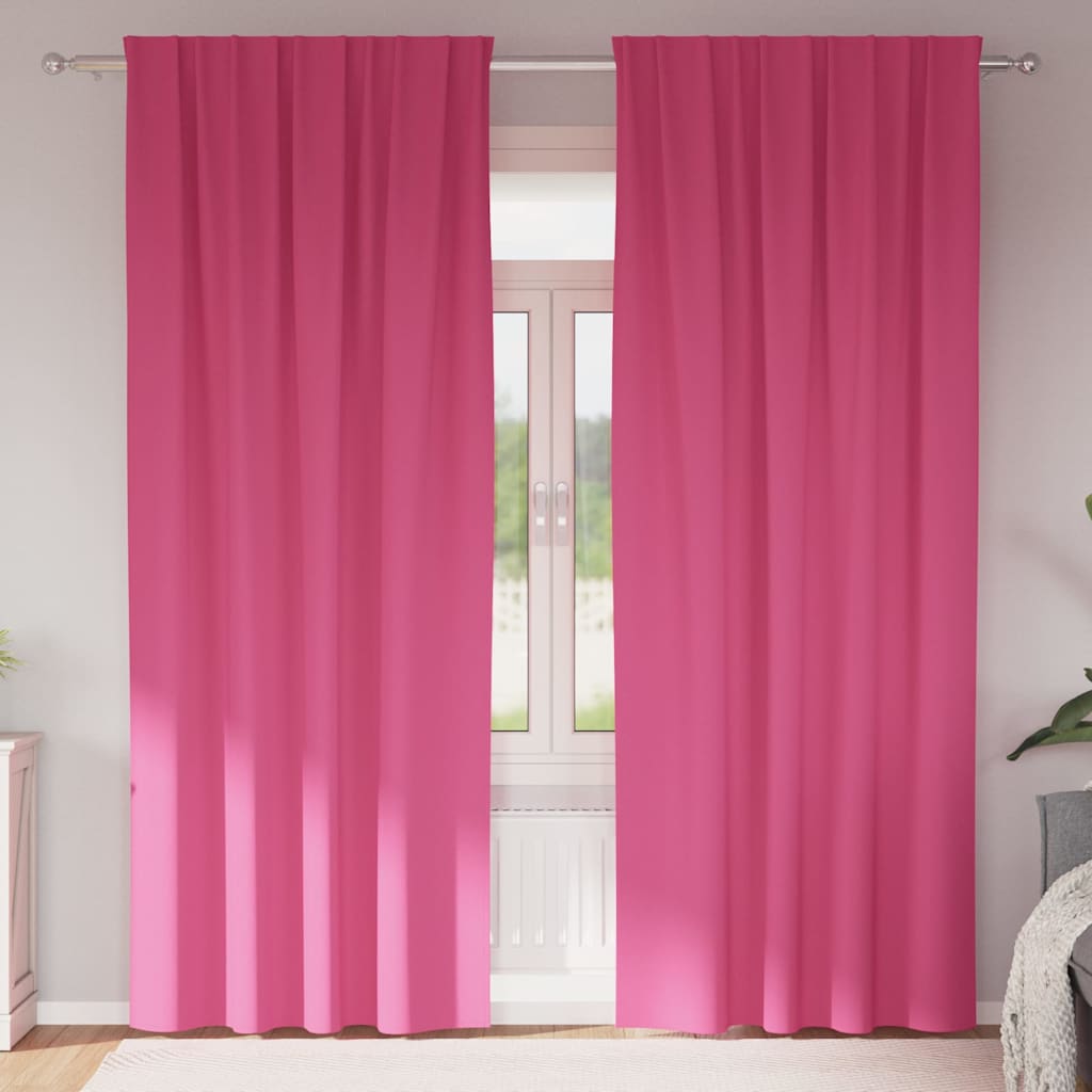 Mörkläggningsgardiner med Ringar 2 st Klart Pink 245 x 140 cm