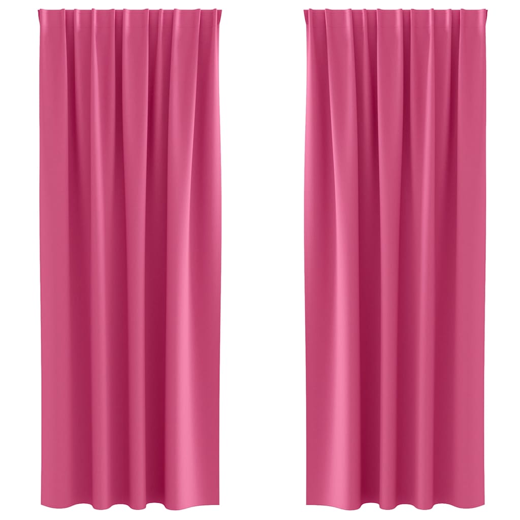 Mörkläggningsgardiner med Ringar 2 st Klart Pink 260 x 140 cm