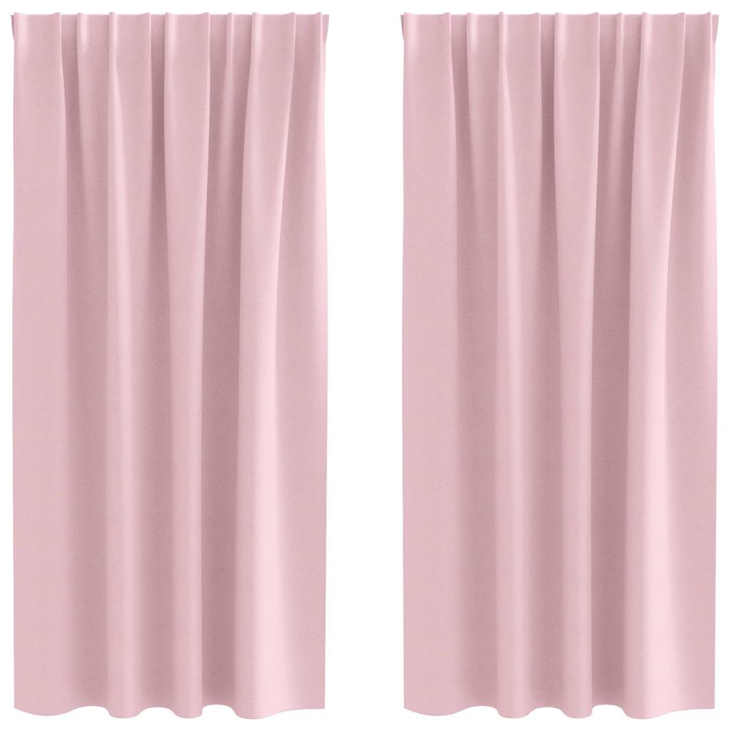 Mörkläggningsgardiner med Ringar 2 st Babyrosa 175 x 140 cm
