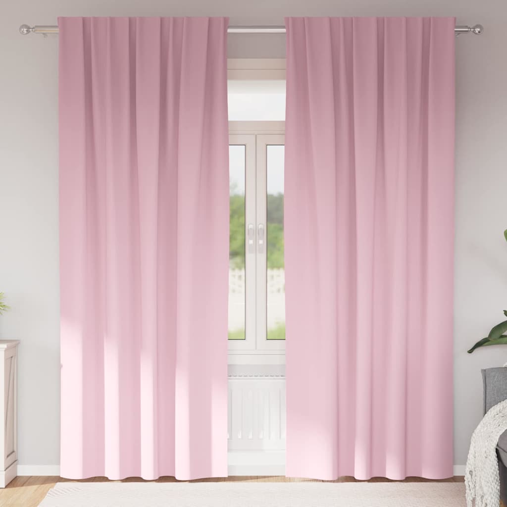 Mörkläggningsgardiner med Ringar 2 st Babyrosa 260 x 140 cm