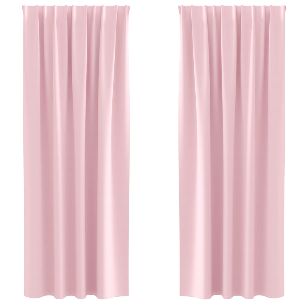 Mörkläggningsgardiner med Ringar 2 st Babyrosa 260 x 140 cm