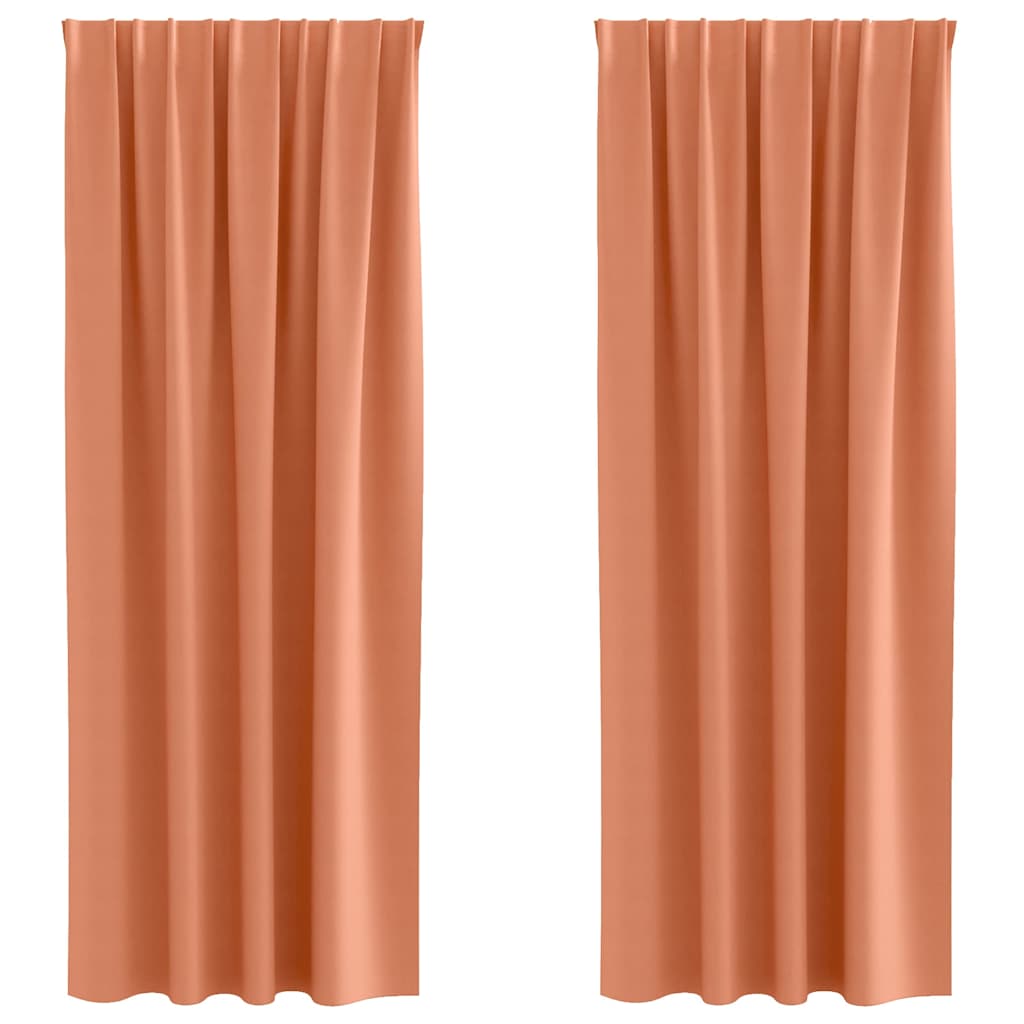 Mörkläggningsgardiner med Ringar 2 st Terracotta 245 x 140 cm