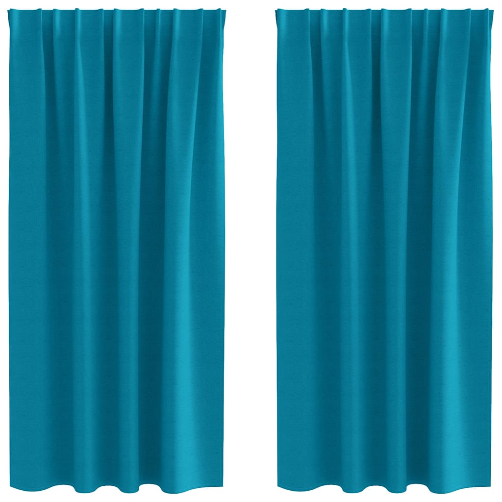 Mörkläggningsgardiner med Ringar 2 st Turkos 175 x 140 cm