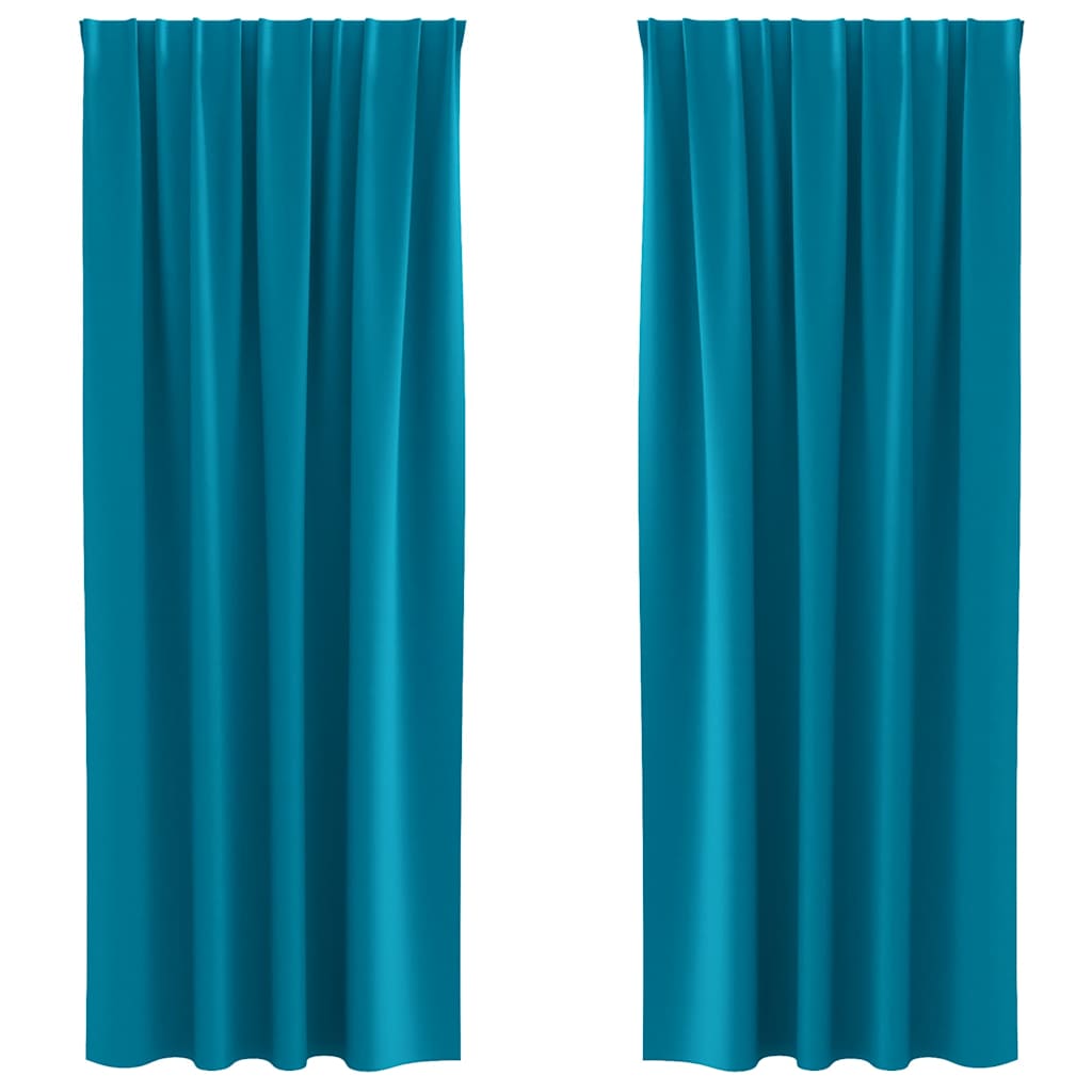 Mörkläggningsgardiner med Ringar 2 st Turkos 225 x 140 cm