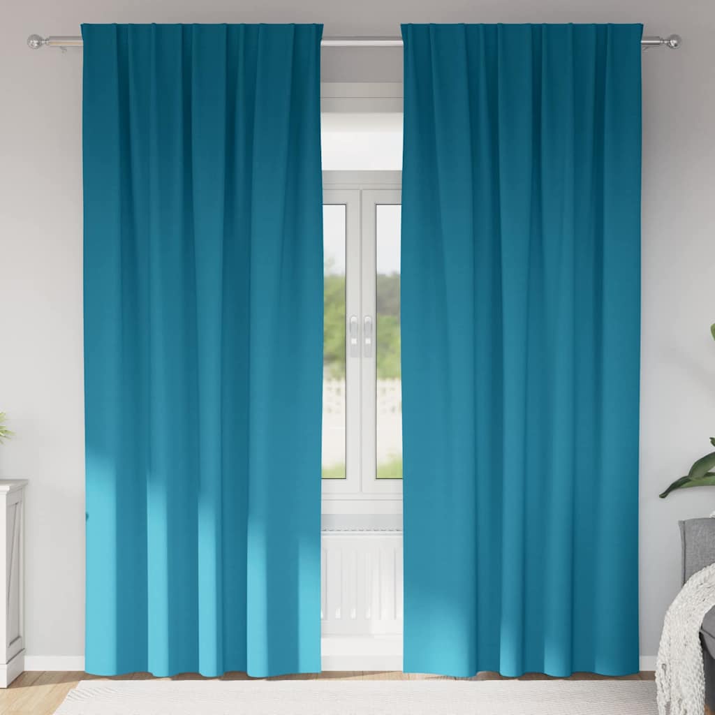 Mörkläggningsgardiner med Ringar 2 st Turkos 245 x 140 cm