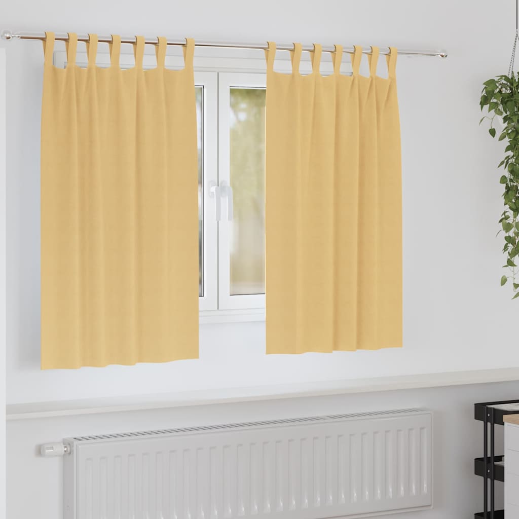 Mörkläggningsgardiner med Ringar 2 st Beige 140 x 140 cm