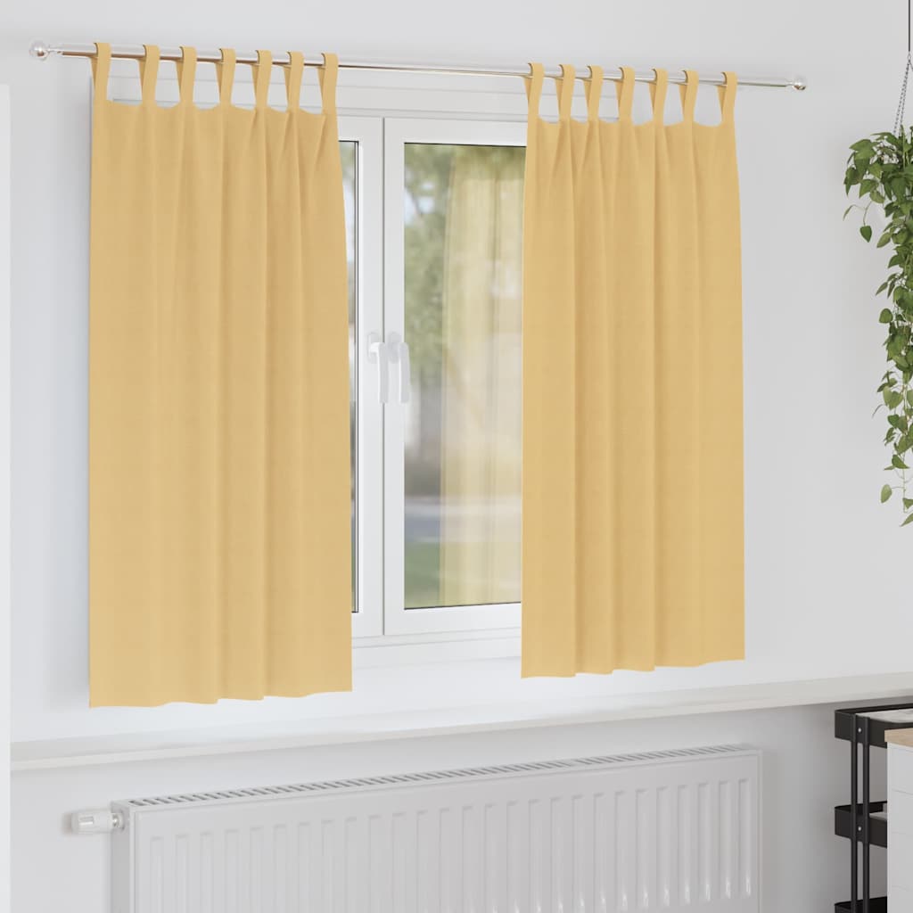 Mörkläggningsgardiner med Ringar 2 st Beige 175 x 140 cm