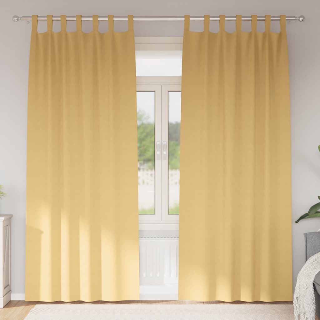 Mörkläggningsgardiner med Ringar 2 st Beige 225 x 140 cm