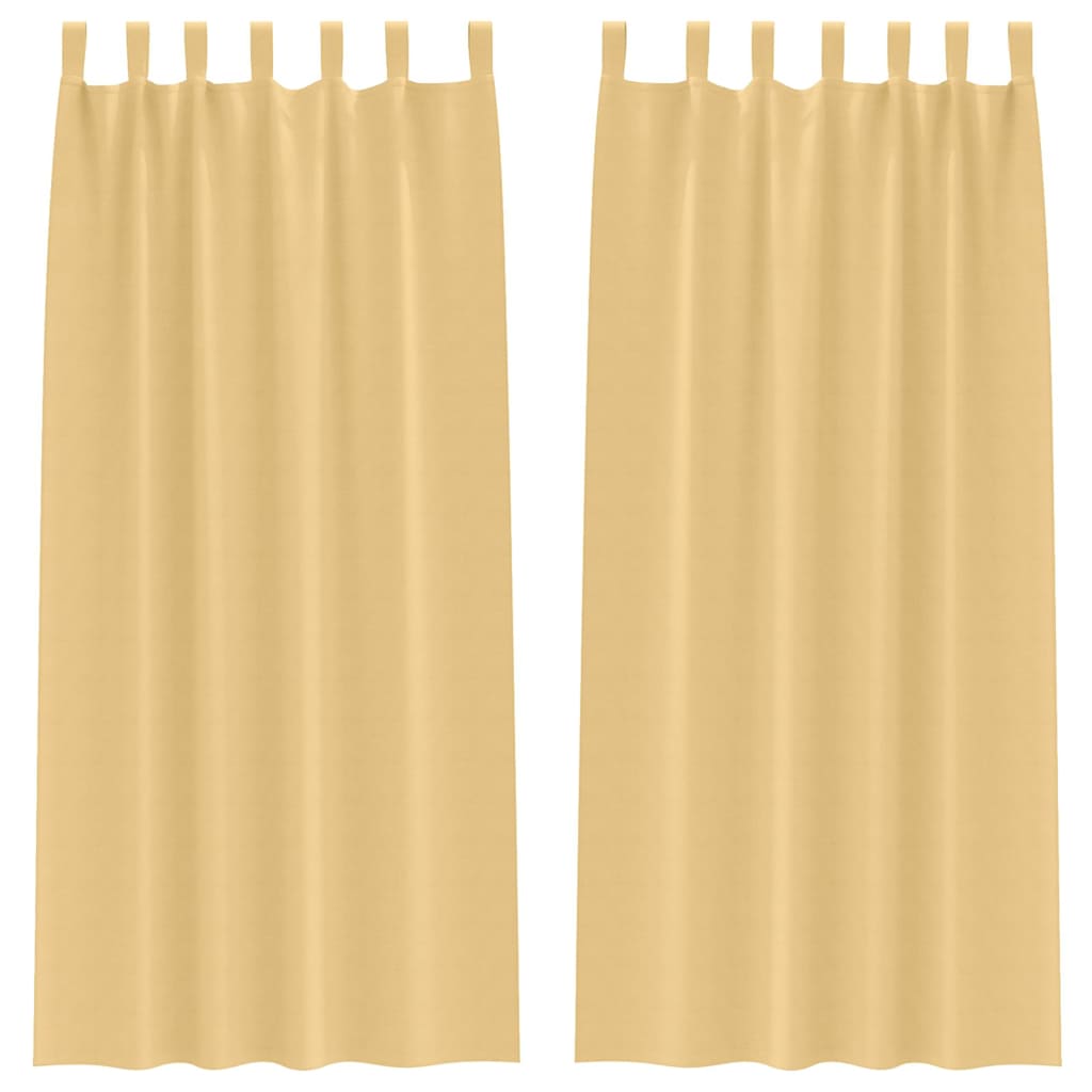 Mörkläggningsgardiner med Ringar 2 st Beige 245 x 140 cm