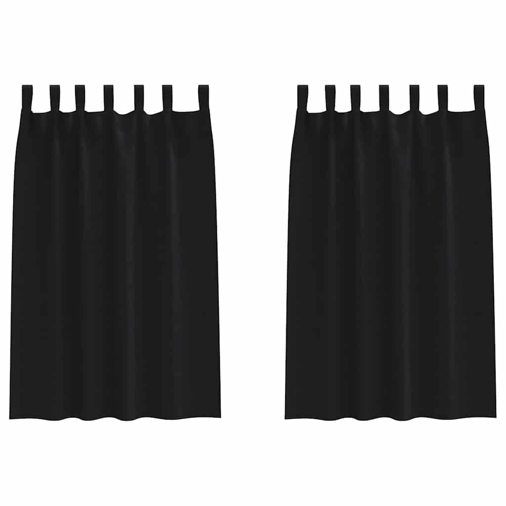 Mörkläggningsgardiner med Ringar 2 st Svart 175 x 140 cm
