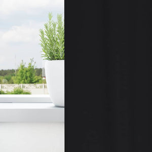 Mörkläggningsgardiner med Ringar 2 pcs Svart 225 x 140 cm