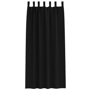 Mörkläggningsgardiner med Ringar 2 pcs Svart 225 x 140 cm