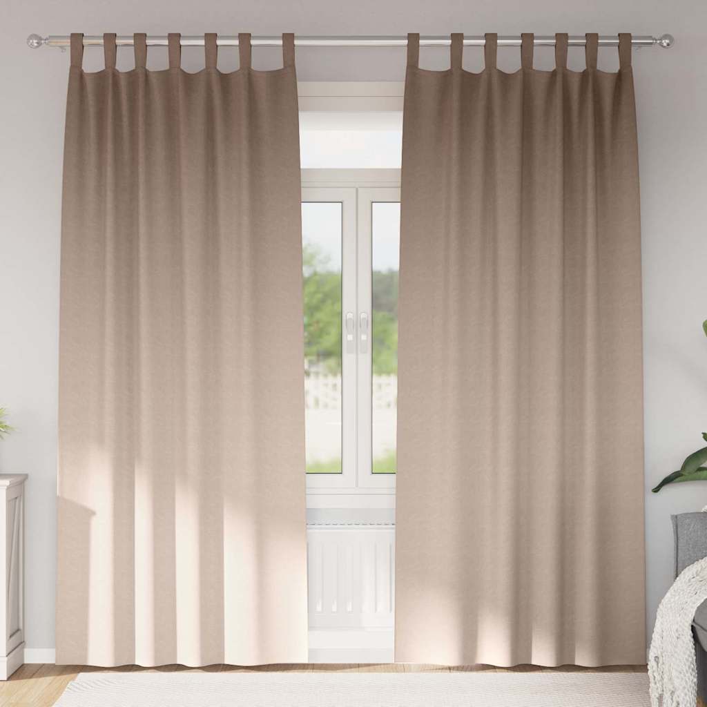 Mörkläggningsgardiner med Ringar 2 st Taupe 225 x 140 cm