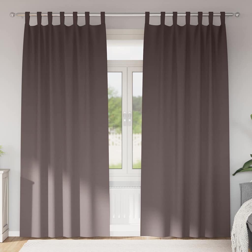 Mörkläggningsgardiner med Ringar 2 st Mörkbrun 245 x 140 cm