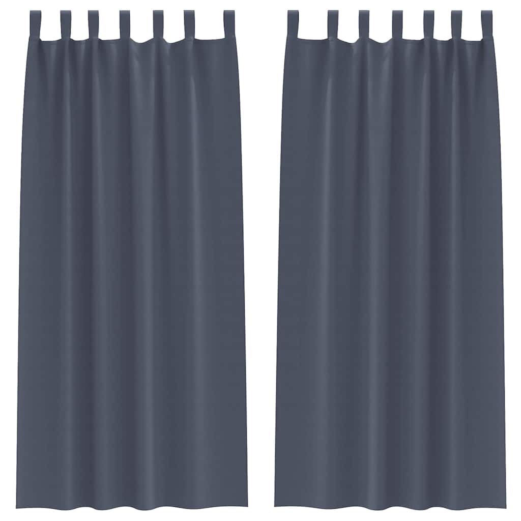 Mörkläggningsgardiner med Ringar 2 st Antracit 225 x 140 cm