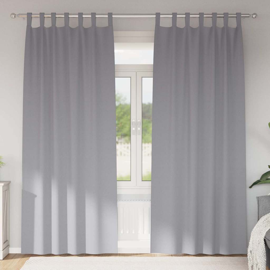 Mörkläggningsgardiner med Ringar 2 st Ljusgrå 260 x 140 cm