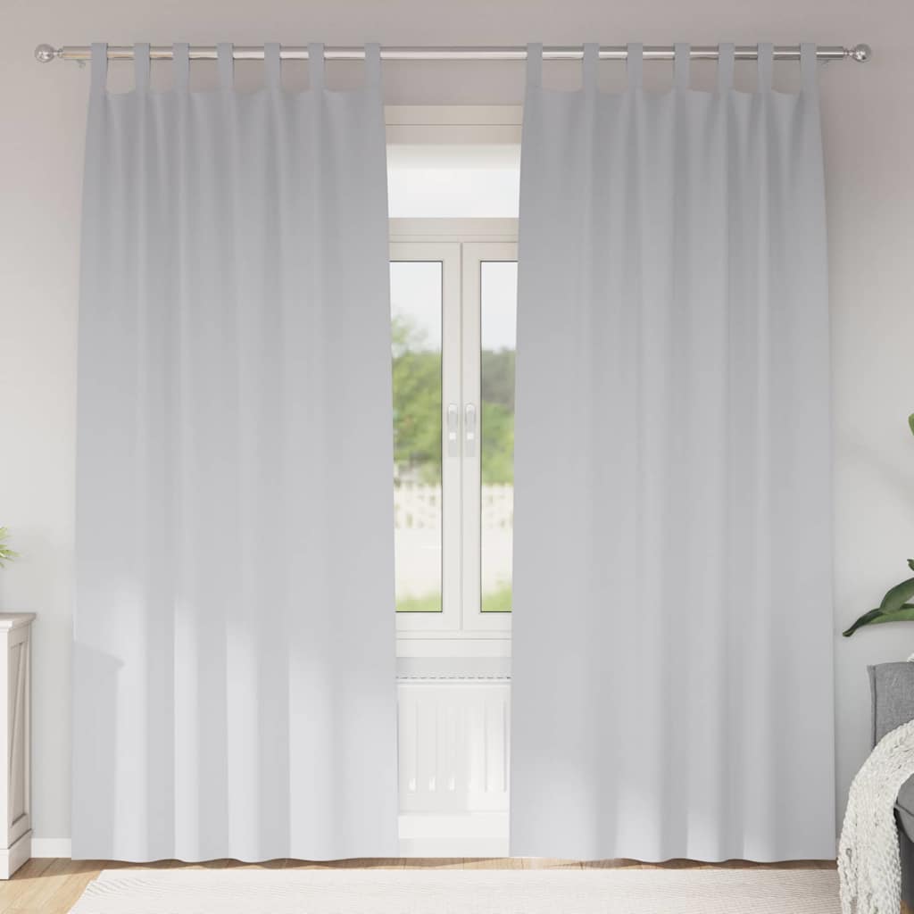 Mörkläggningsgardiner med Ringar 2 st Ljusgrå 225 x 140 cm