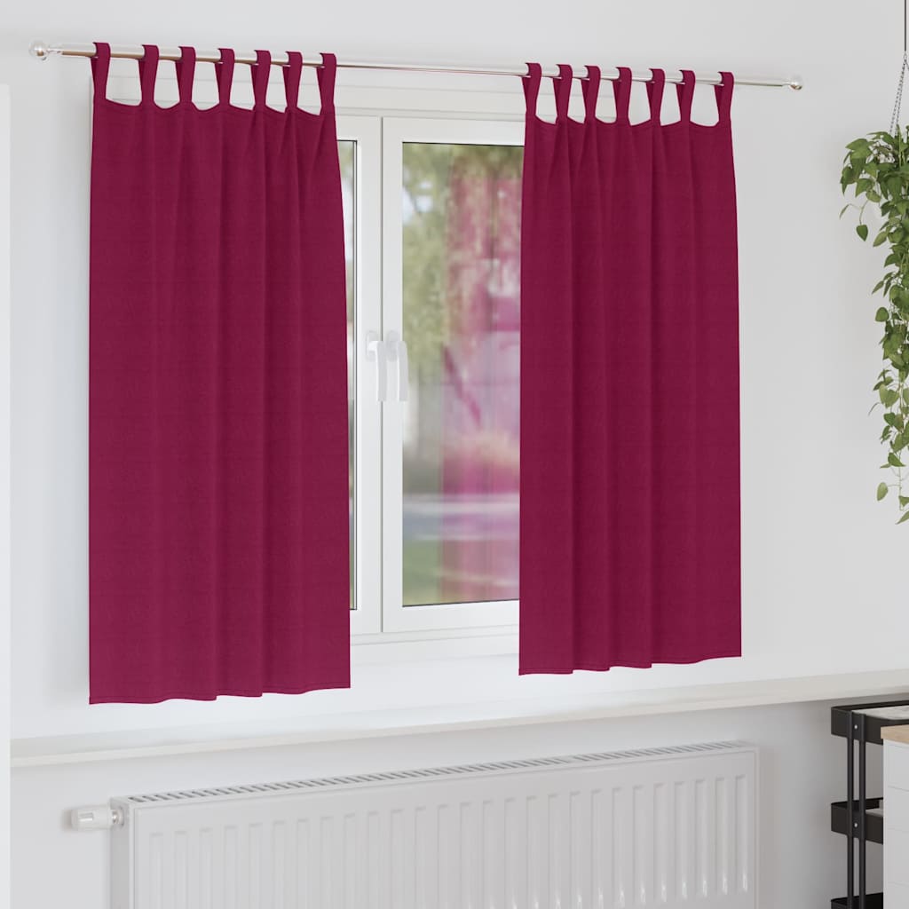Mörkläggningsgardiner med Ringar 2 st Vinröd 175 x 140 cm