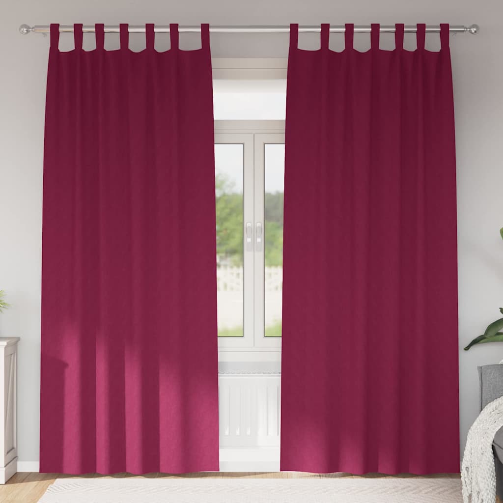 Mörkläggningsgardiner med Ringar 2 st Vinröd 245 x 140 cm