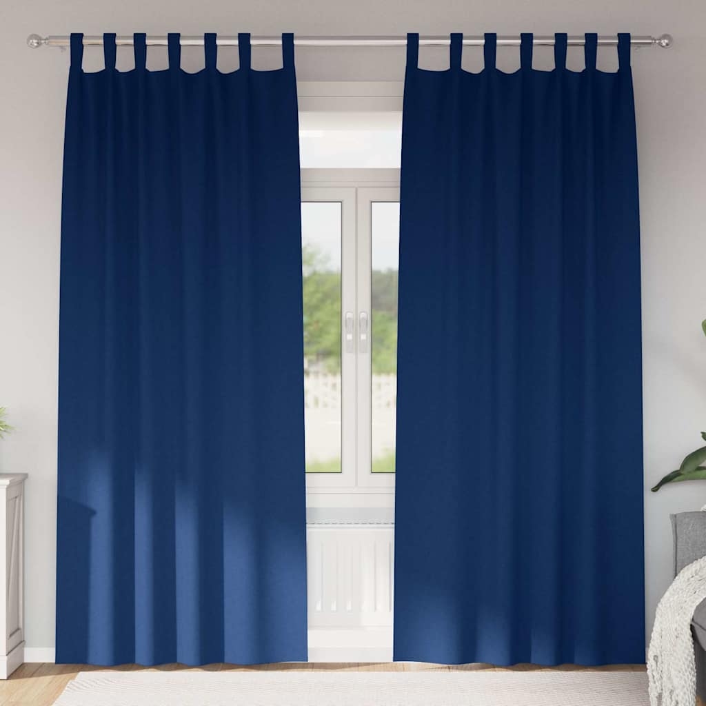 Mörkläggningsgardiner med Ringar 2 st Mörkblå 260 x 140 cm