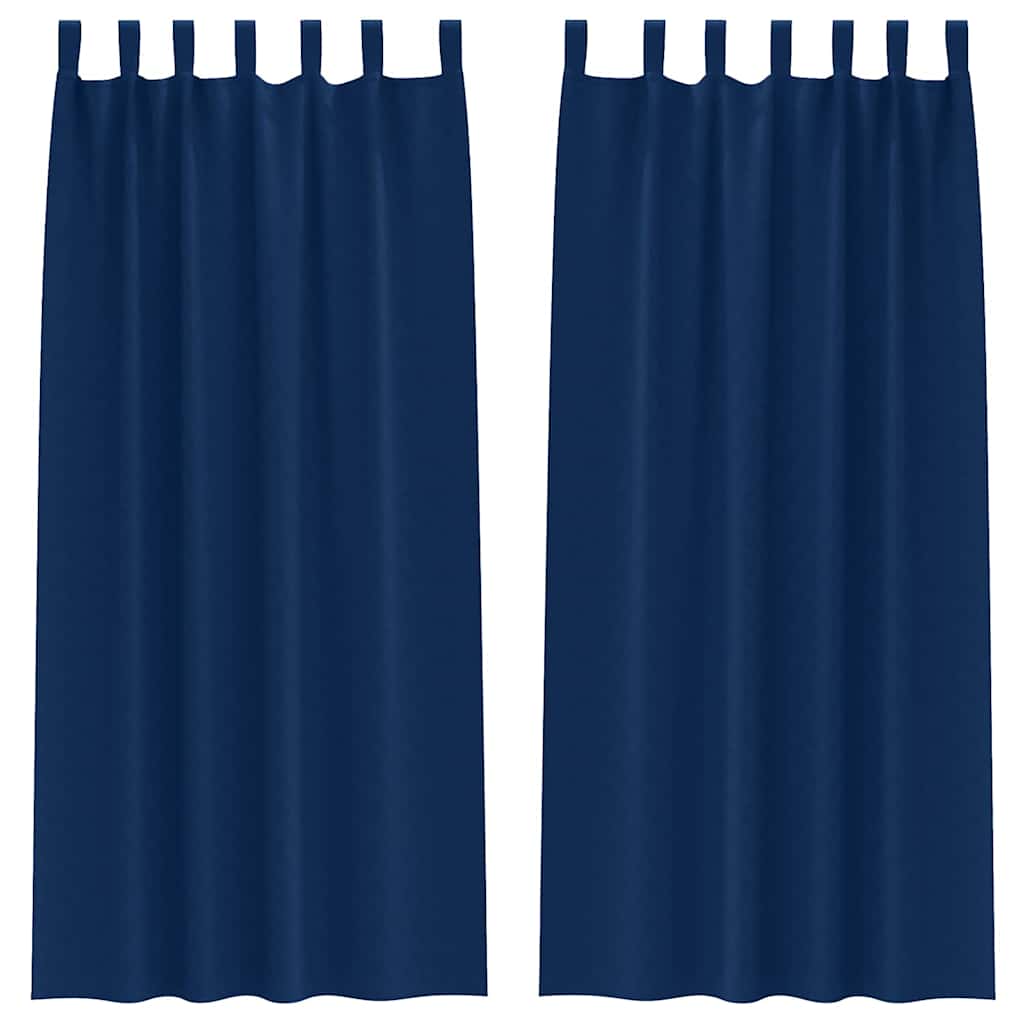 Mörkläggningsgardiner med Ringar 2 st Mörkblå 260 x 140 cm