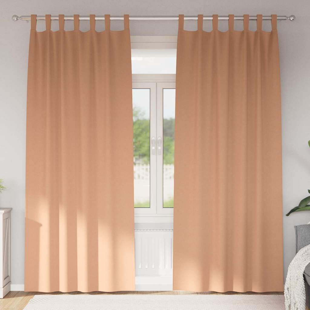 Mörkläggningsgardiner med Ringar 2 st Ljusbrun 225 x 140 cm