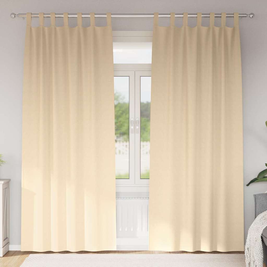 Mörkläggningsgardiner med Ringar 2 st Gräddvit 260 x 140 cm