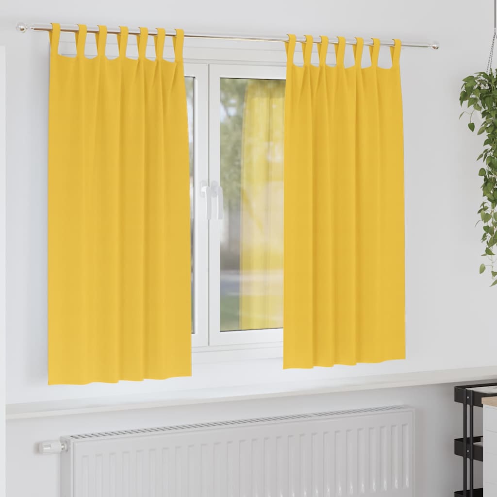 Mörkläggningsgardiner med Ringar 2 st Senapsgul 175 x 140 cm
