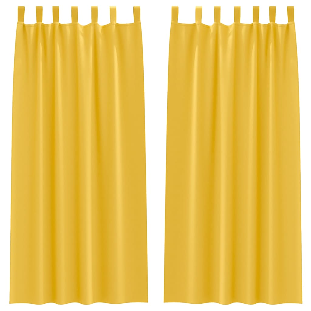 Mörkläggningsgardiner med Ringar 2 st Senapsgul 225 x 140 cm