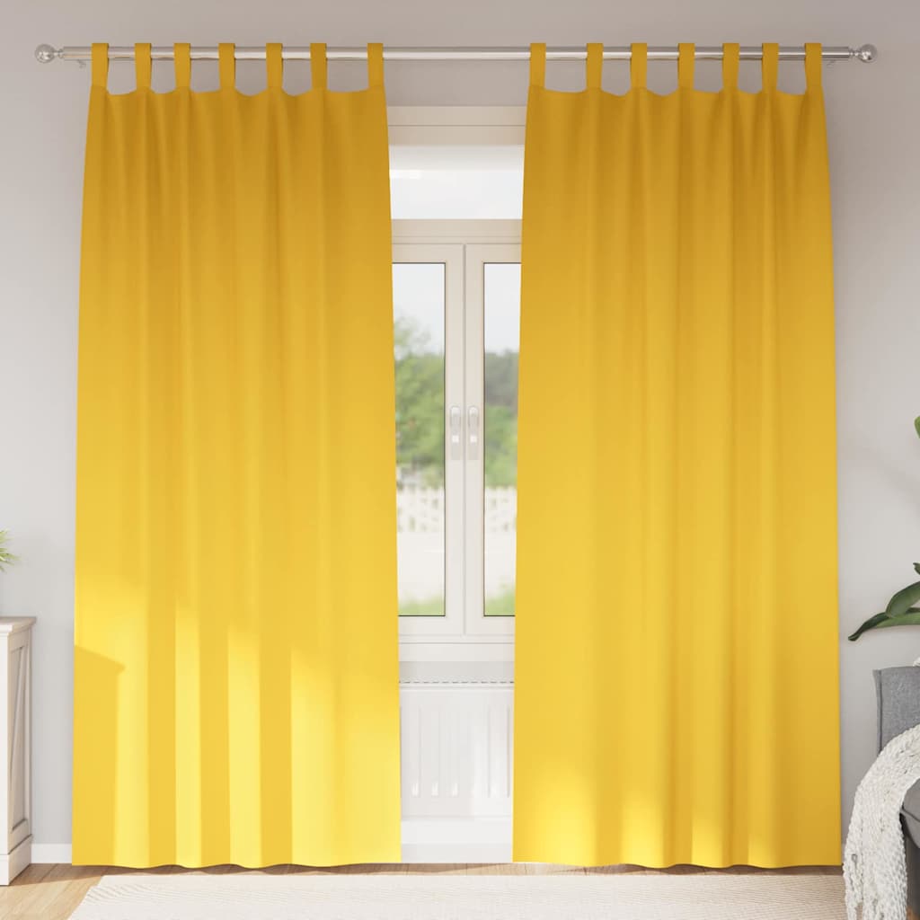 Mörkläggningsgardiner med Ringar 2 st Senapsgul 245 x 140 cm