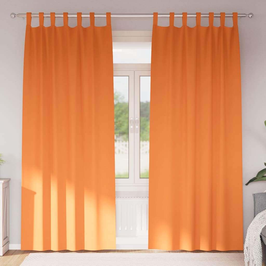 Mörkläggningsgardiner med Ringar 2 st Klart Orange 260 x 140 cm