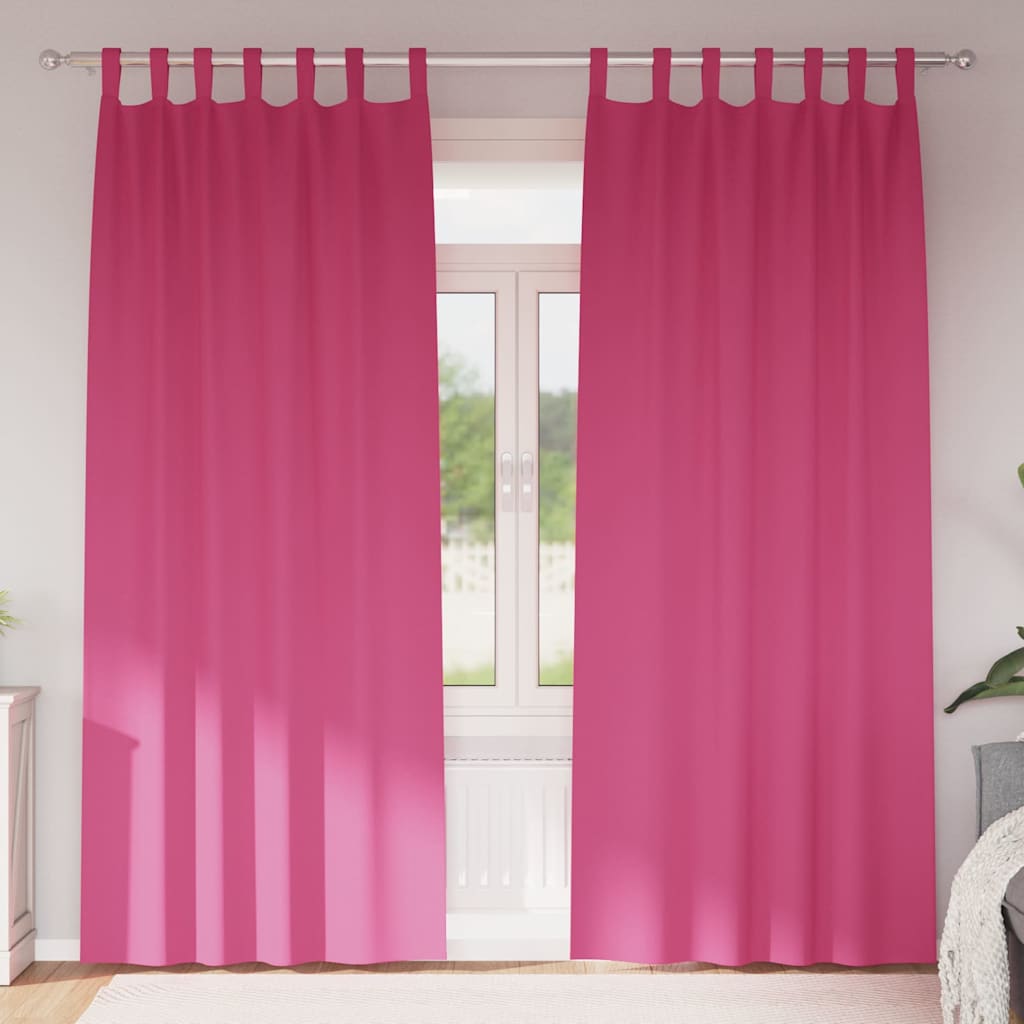Mörkläggningsgardiner med Ringar 2 st Klart Pink 225 x 140 cm