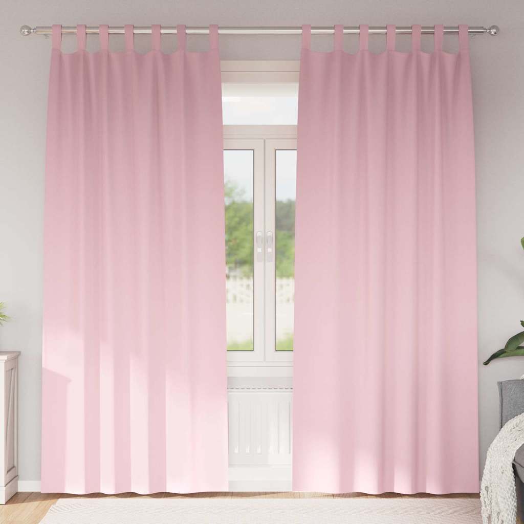 Mörkläggningsgardiner med Ringar 2 st Babyrosa 245 x 140 cm