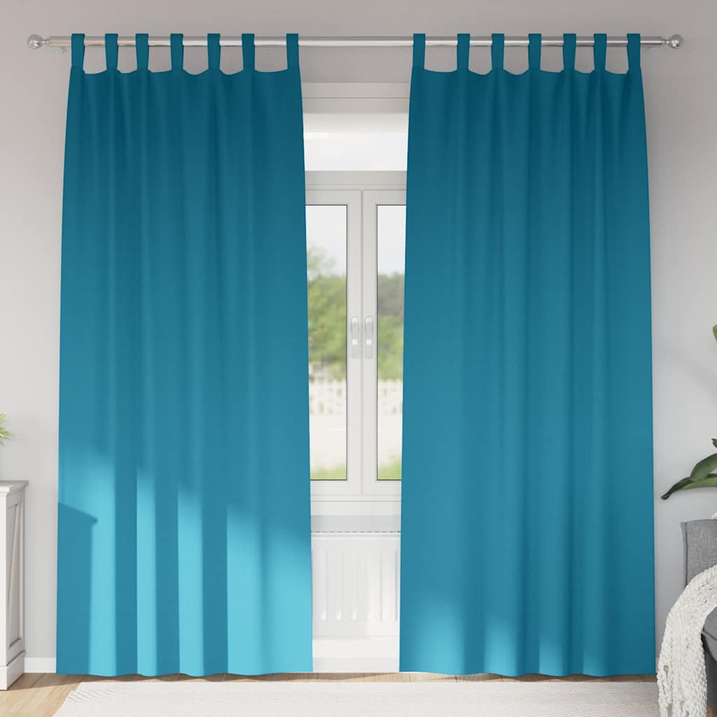 Mörkläggningsgardiner med Ringar 2 st Turkos 225 x 140 cm