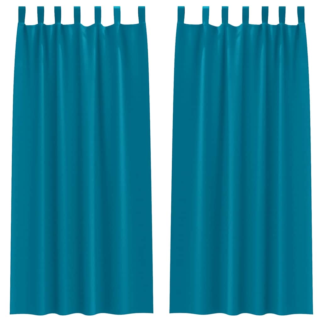 Mörkläggningsgardiner med Ringar 2 st Turkos 225 x 140 cm