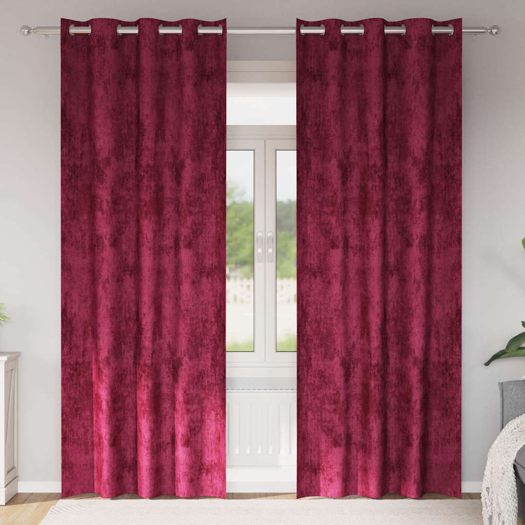 Sammetsgardiner 2 st Vinröd 245 x 140 cm Sammet