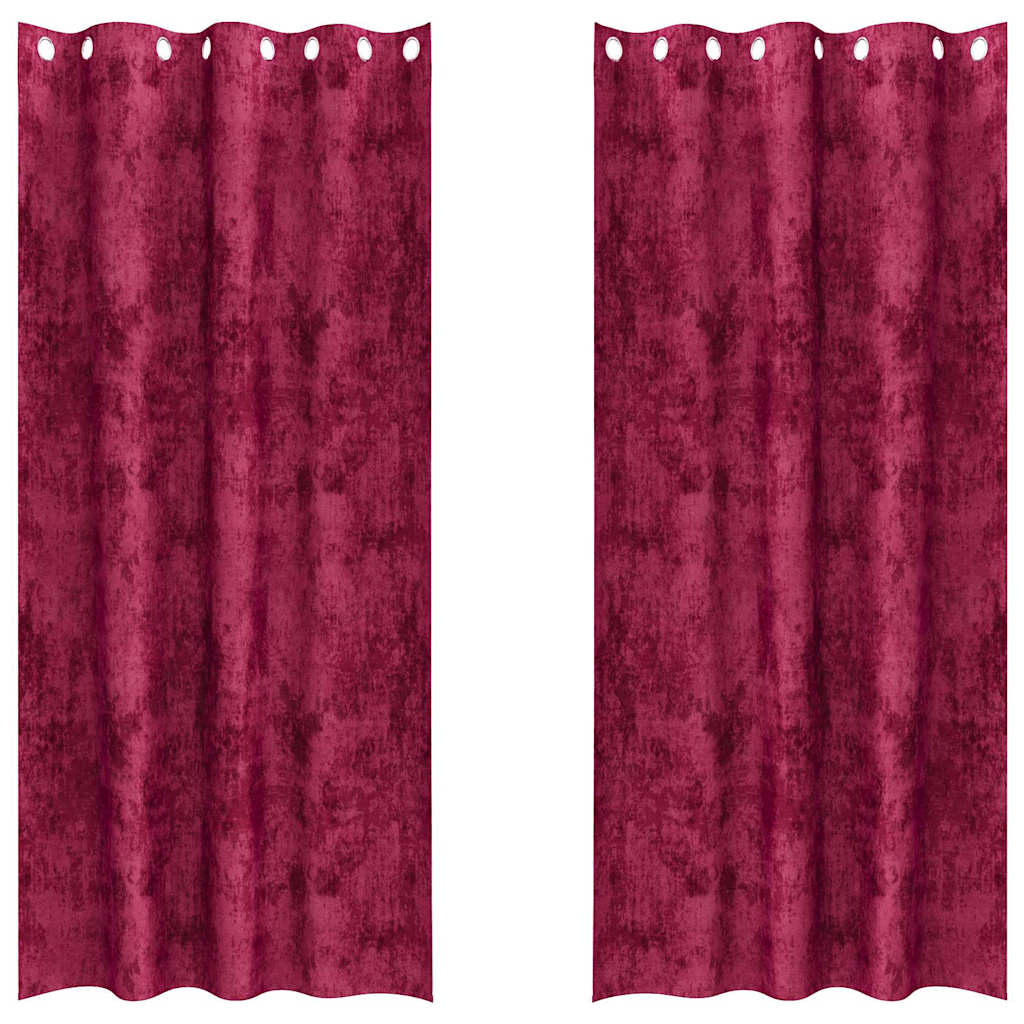 Sammetsgardiner 2 st Vinröd 245 x 140 cm Sammet