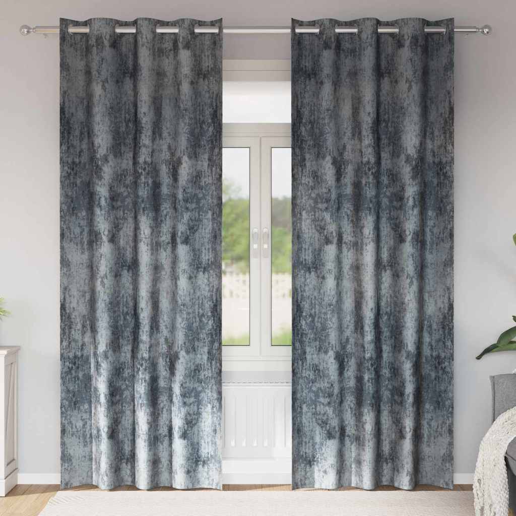 Sammetsgardiner 2 st Silvergrå 260 x 140 cm Sammet
