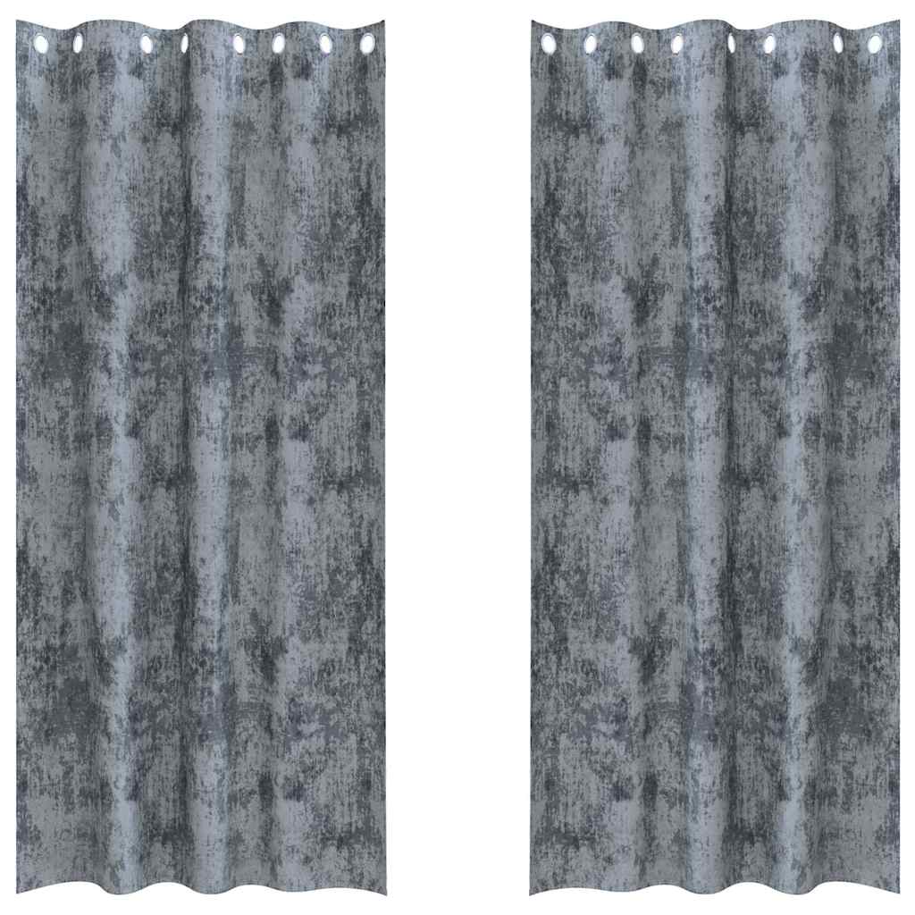 Sammetsgardiner 2 st Silvergrå 260 x 140 cm Sammet
