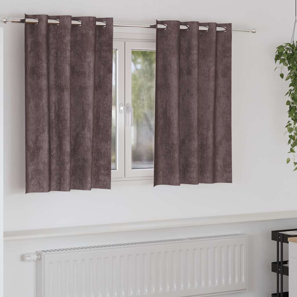 Sammetsgardiner 2 st Brun 140 x 140 cm Sammet